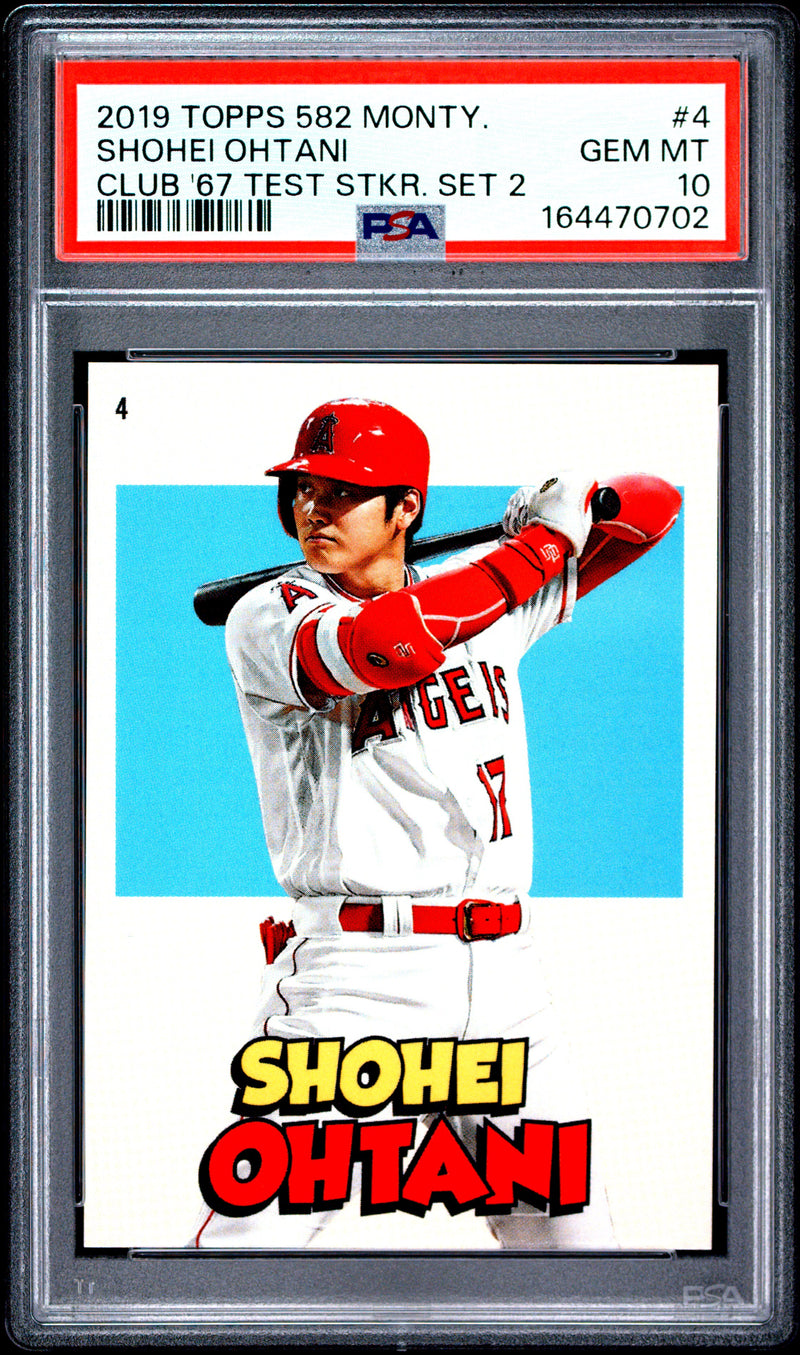 Shohei Ohtani Trading Card 2018 Topps 582 Montgomery #4 Club '67 Test, PSA 10, Los Angeles Angels Baseball