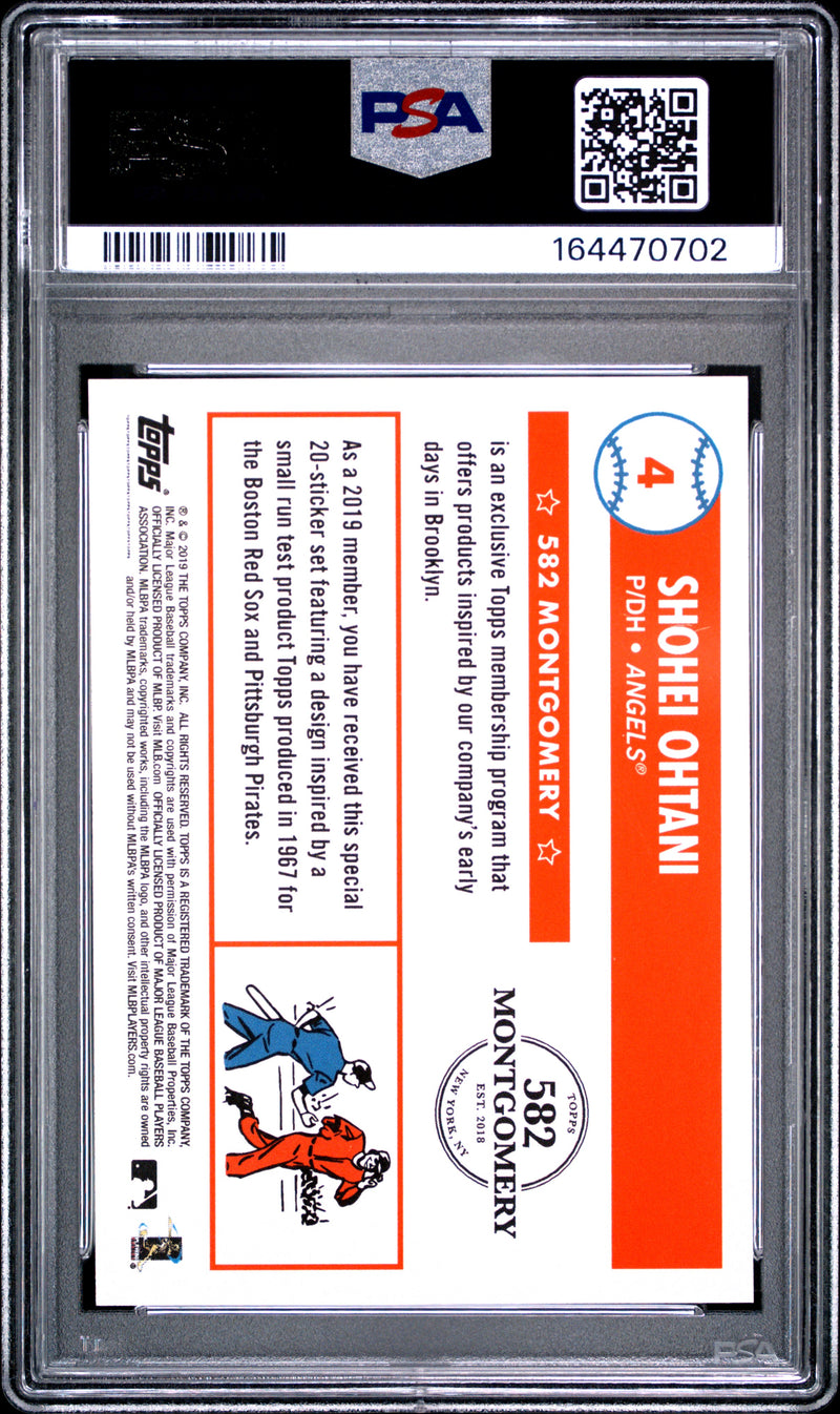 Shohei Ohtani Trading Card 2018 Topps 582 Montgomery #4 Club '67 Test, PSA 10, Los Angeles Angels Baseball
