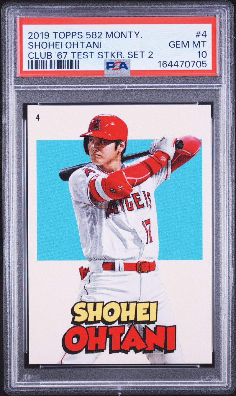 Shohei Ohtani Trading Card 2018 Topps 582 Montgomery #4 Club '67 Test, PSA 10, Los Angeles Angels Baseball