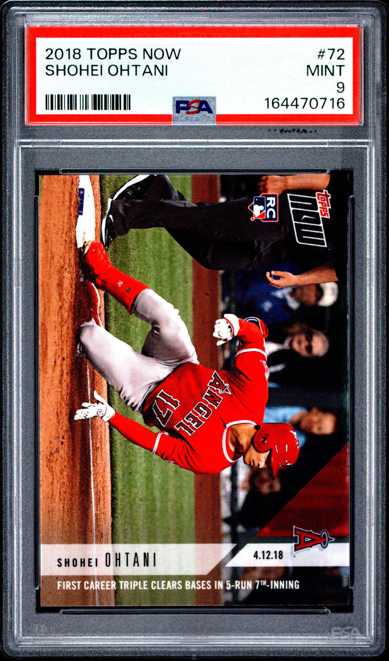 Shohei Ohtani Rookie Card 2018 Topps Now #72 1st Career Triple, PSA 9, Los Angeles Angels Baseball