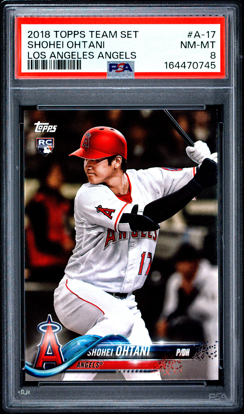 Shohei Ohtani Rookie Card 2018 Topps #A-17 Team Set, PSA 8, Los Angeles Angels Baseball