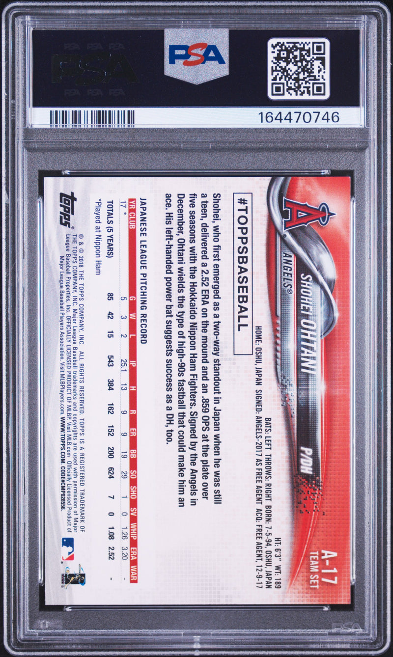Shohei Ohtani Rookie Card 2018 Topps #A-17 Team Set, PSA 7, Los Angeles Angels Baseball