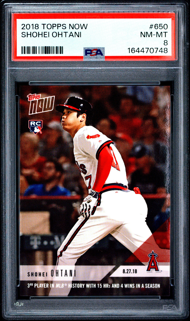 Shohei Ohtani Rookie Card 2018 Topps Now #650 MLB History, PSA 8, Los Angeles Angels Baseball
