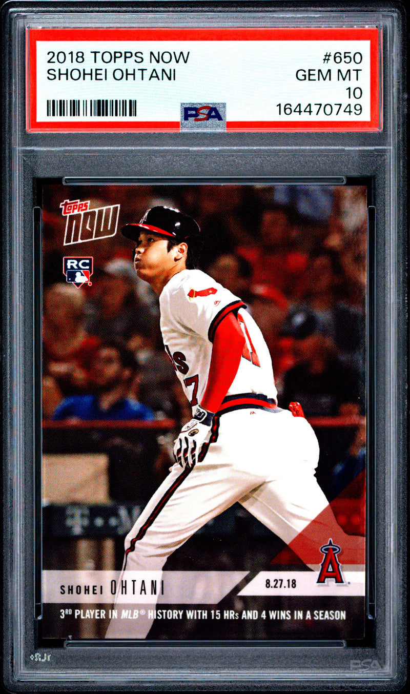 Shohei Ohtani Rookie Card 2018 Topps Now #650 MLB History, PSA 10, Los Angeles Angels Baseball