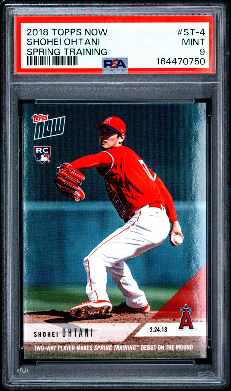 Shohei Ohtani Rookie Card 2018 Topps Now #ST-4 Debut on the Mound, PSA 9, Los Angeles Angels Baseball