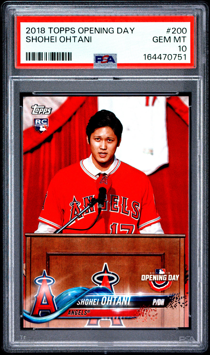 Shohei Ohtani Rookie Card 2018 Topps #200 Opening Day, PSA 10, Los Angeles Angels Baseball