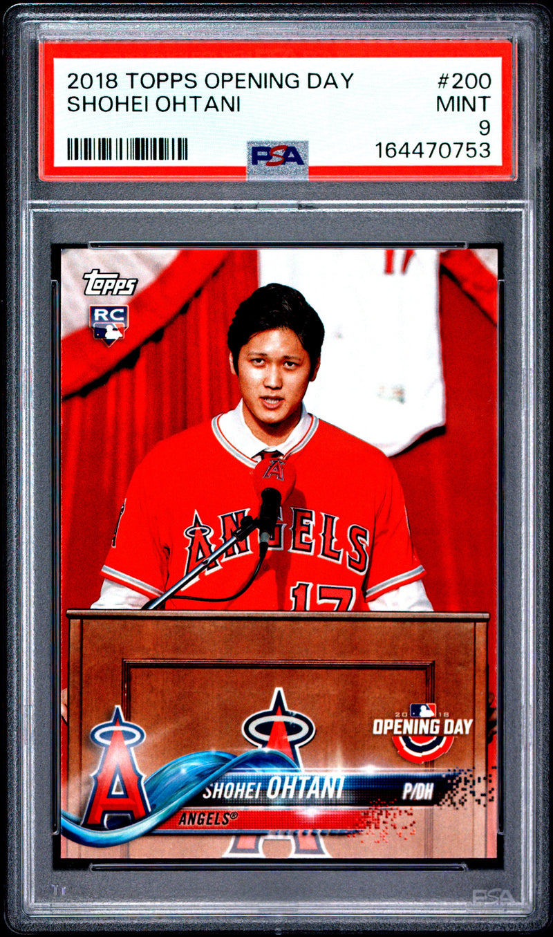 Shohei Ohtani Rookie Card 2018 Topps #200 Opening Day, PSA 9, Los Angeles Angels Baseball