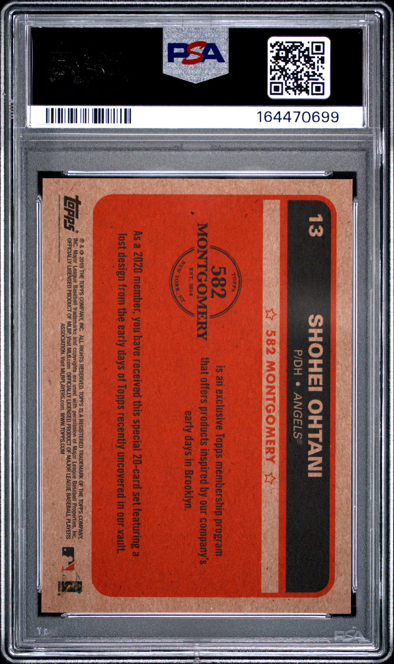 Shohei Ohtani Trading Card 2019 Topps 582 Montgomery #13 Set 1, PSA 8, Los Angeles Angels Baseball