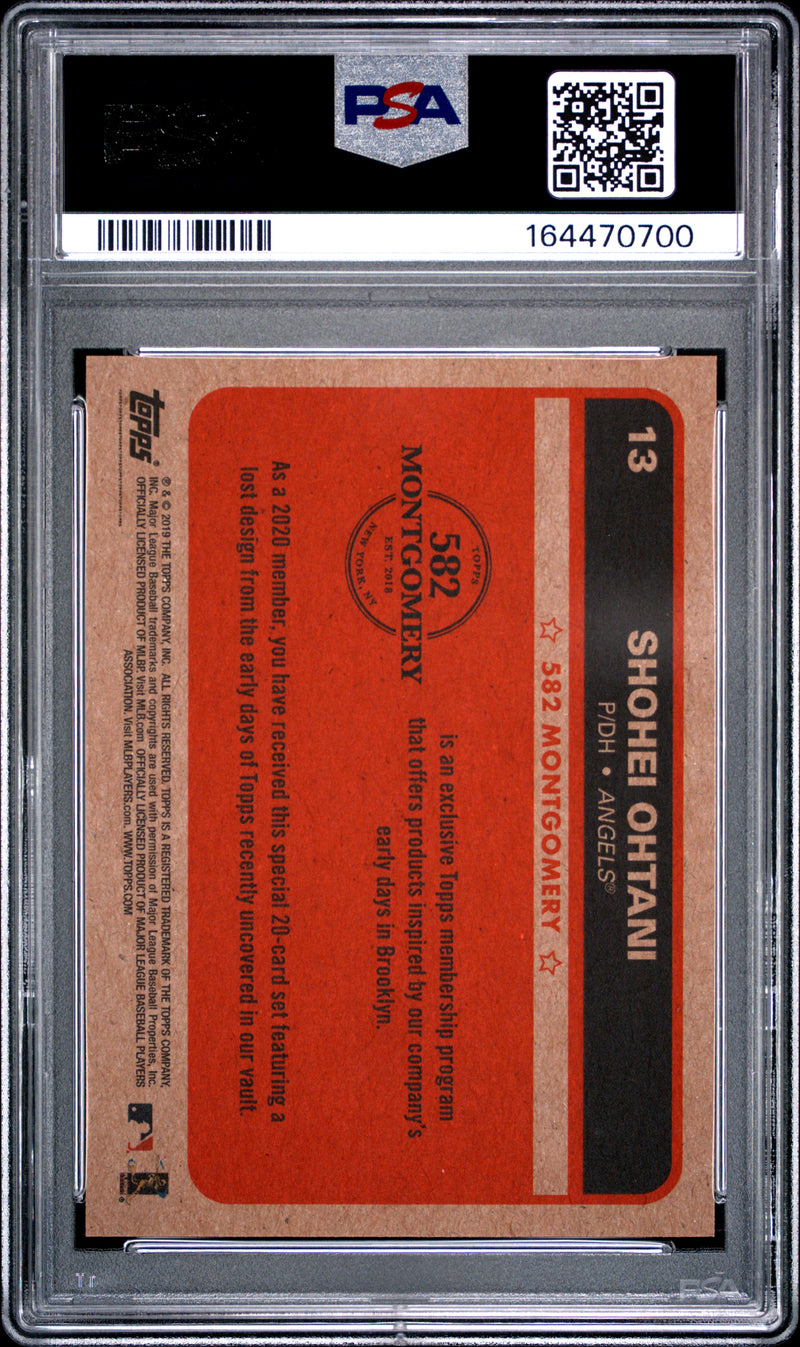 Shohei Ohtani Trading Card 2019 Topps 582 Montgomery #13 Set 1, PSA 9, Los Angeles Angels Baseball