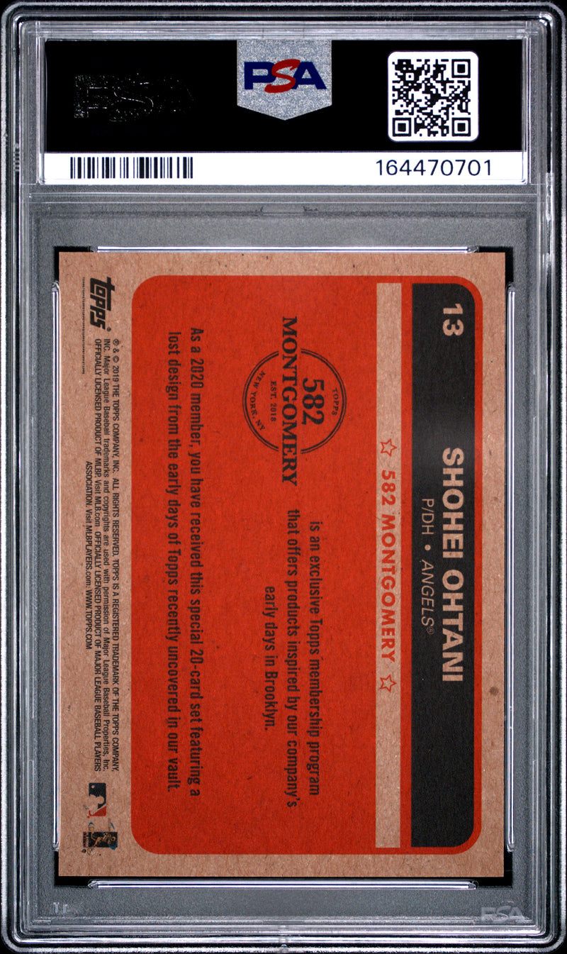 Shohei Ohtani Trading Card 2019 Topps 582 Montgomery #13 Set 1, PSA 9, Los Angeles Angels Baseball