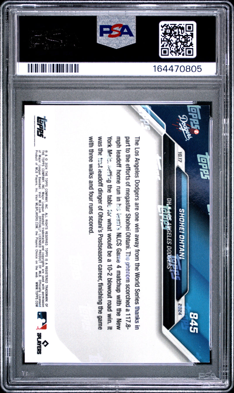 Shohei Ohtani Trading Card 2024 Topps Now #845 Platinum Member, PSA 10, Los Angeles Dodgers Baseball