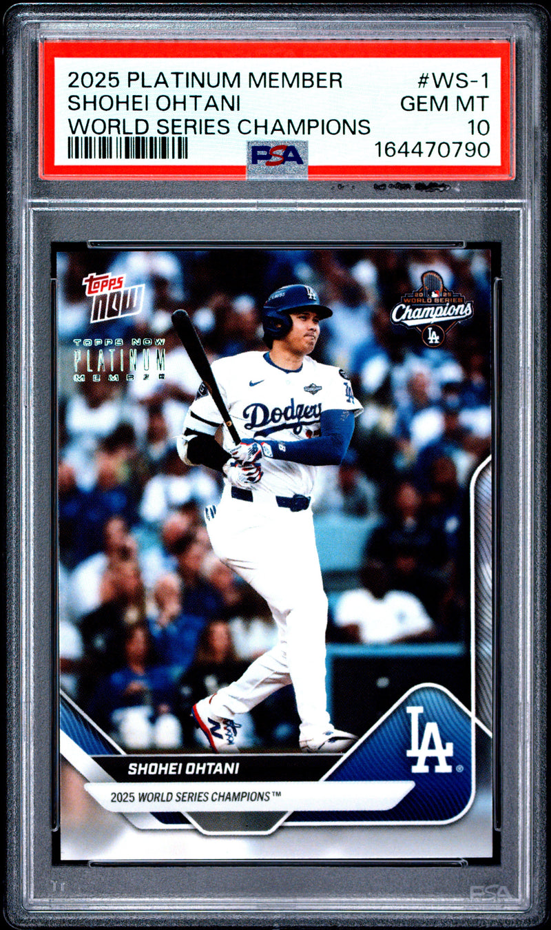 Shohei Ohtani Trading Card 2025 Topps Now #1 Platinum Member, PSA 10, Los Angeles Dodgers Baseball