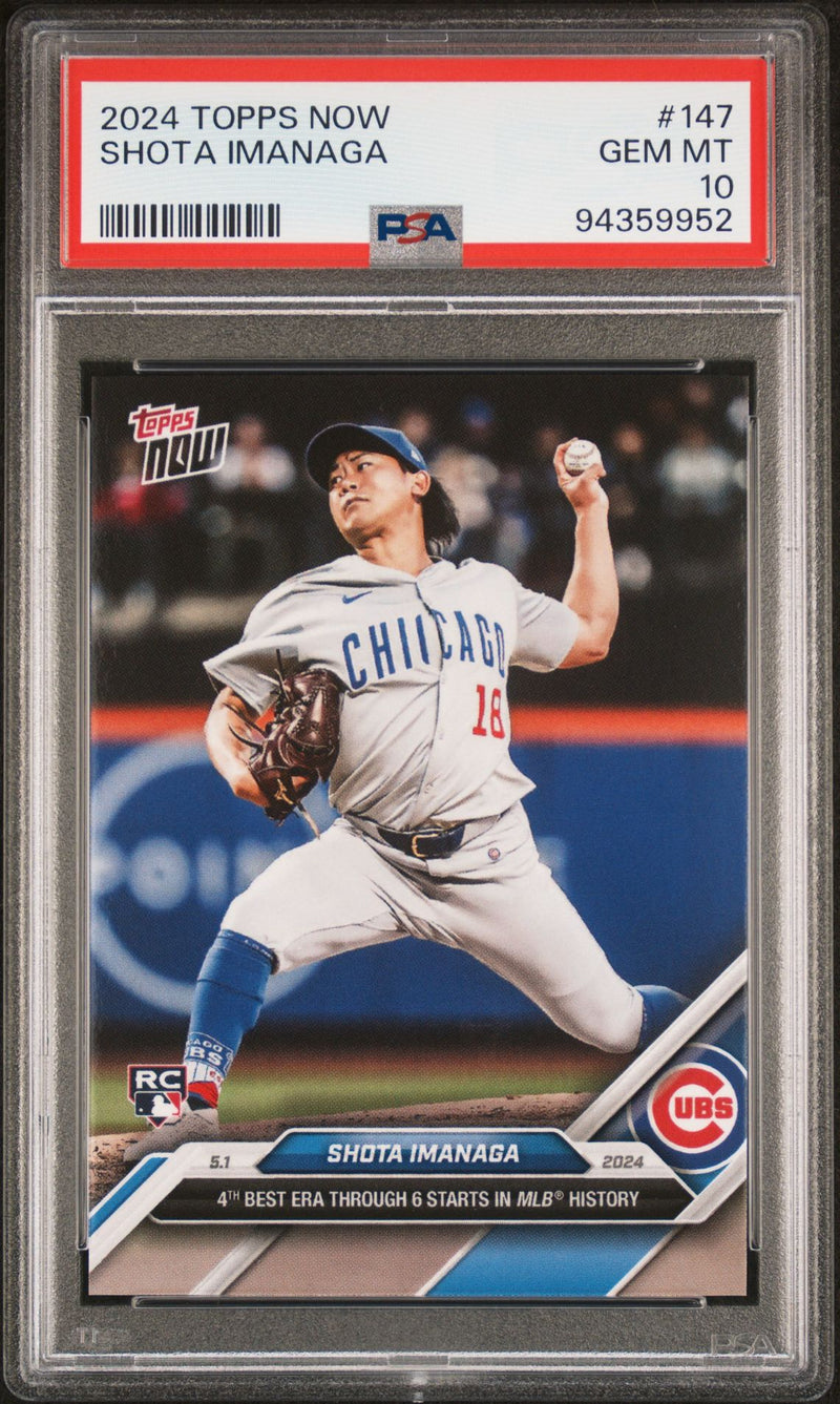 PSA 10 Shota Imanaga 2024 Topps Now #147 Best ERA Rookie Card Chicago Cubs