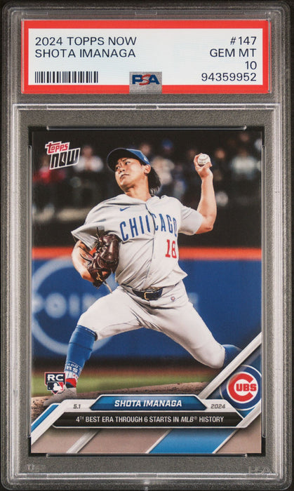 PSA 10 Shota Imanaga 2024 Topps Now #147 Best ERA! Chicago Cubs Rookie Card