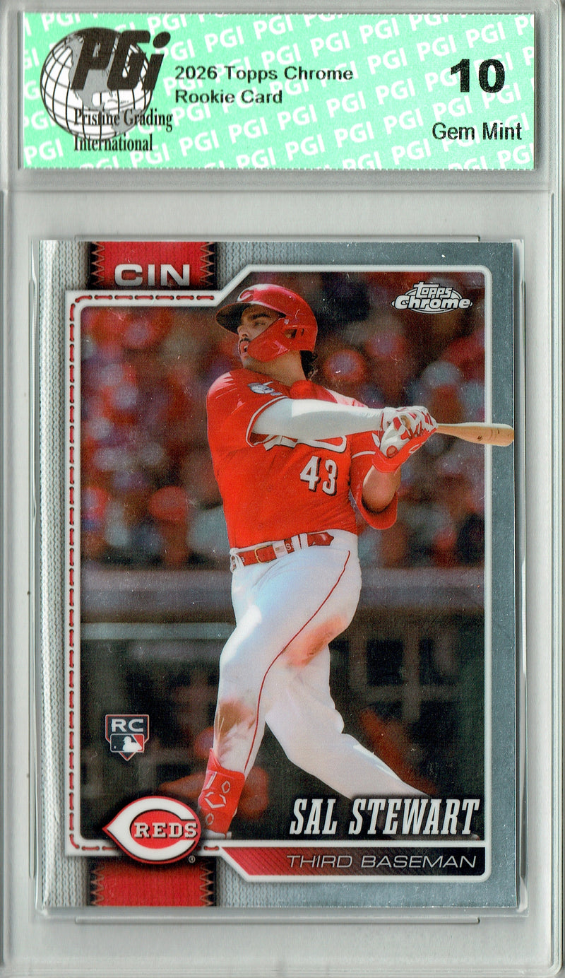 Sal Stewart Rookie Card 2026 Topps Chrome #6, PGI 10, Cincinnati Reds Baseball