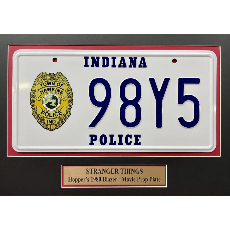 "Stranger Things" Hopper's Blazer Movie Car License Plate Framed Memorabilia Collage