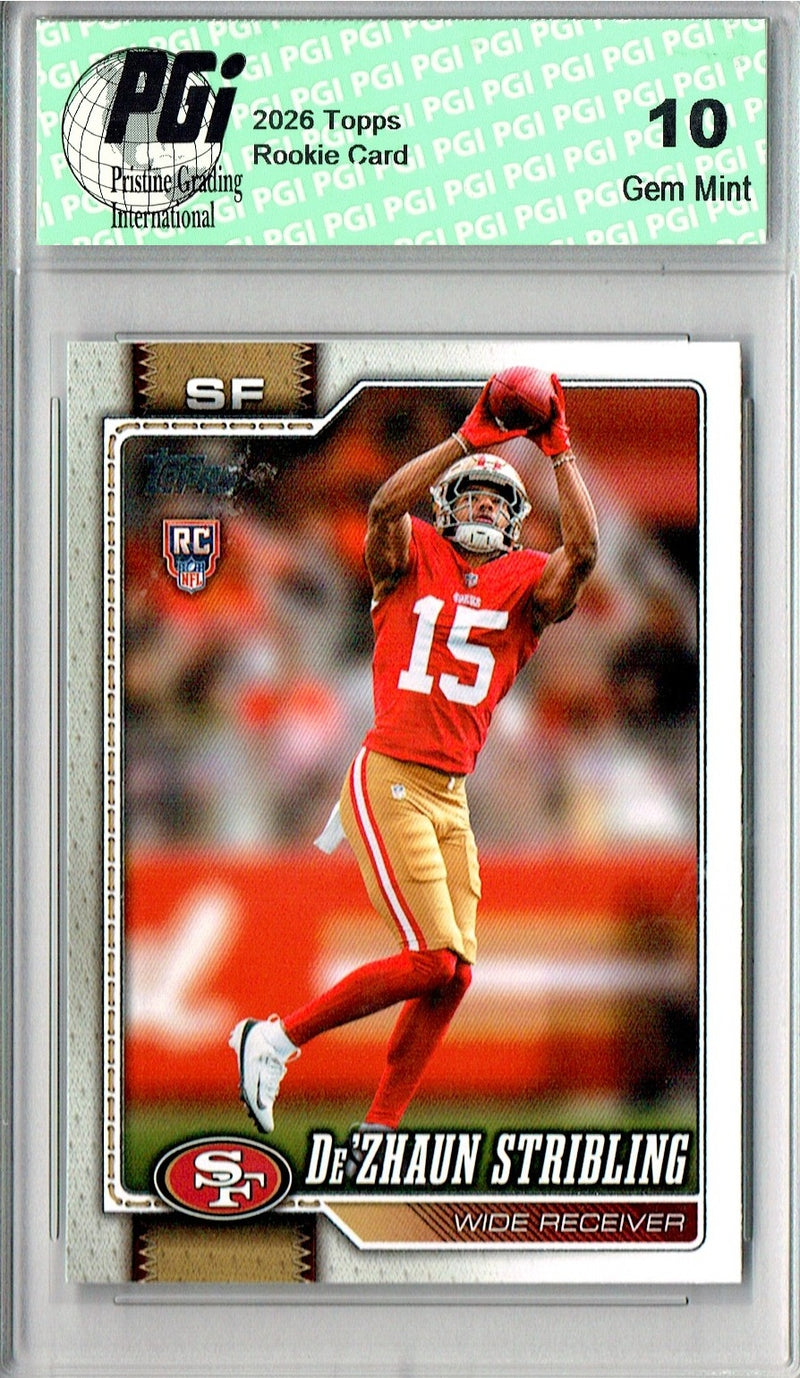 De'Zhaun Stribing Rookie Card 2026 Topps #336 Flagship, PGI 10, San Francisco 49ers Football