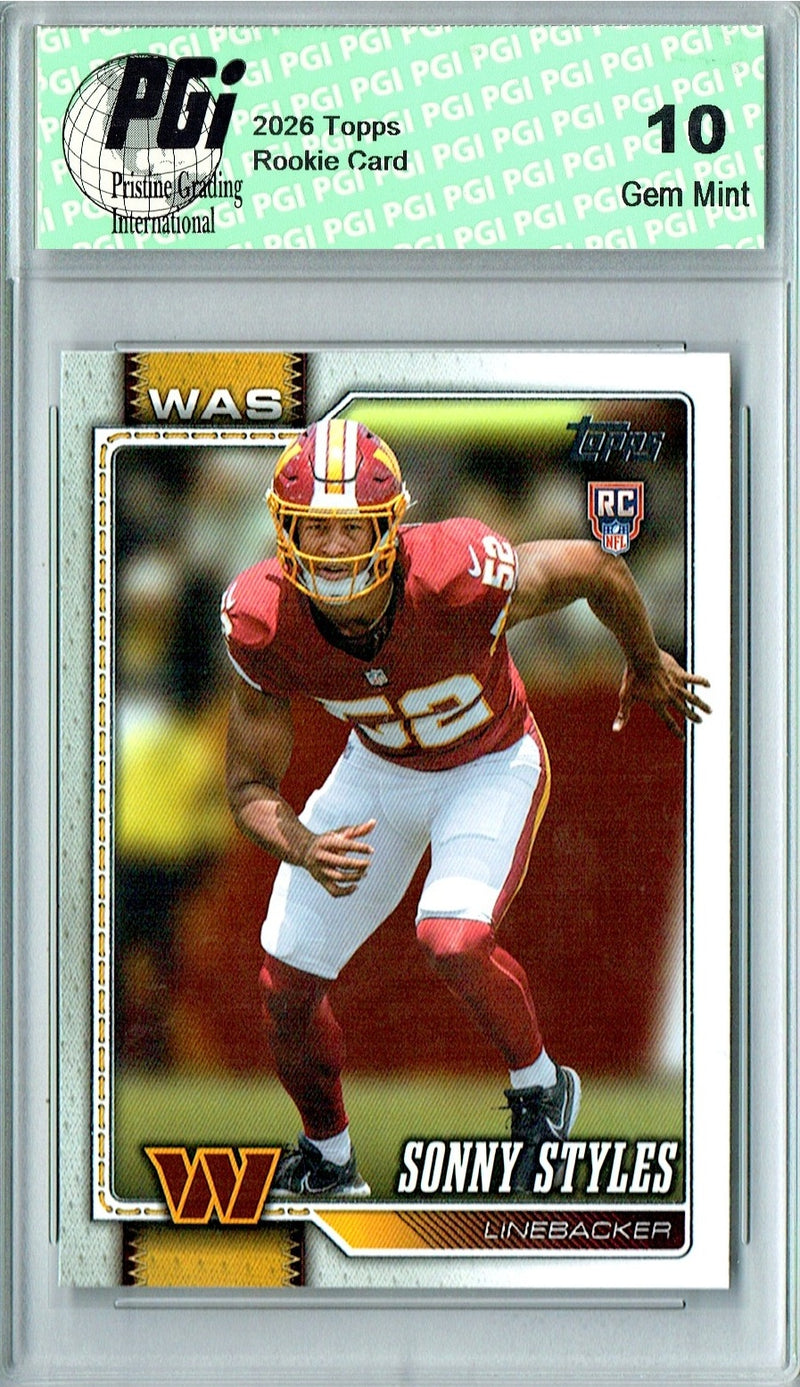 Sonny Styles Rookie Card 2026 Topps #347 Flagship, PGI 10, Washington Commanders Football