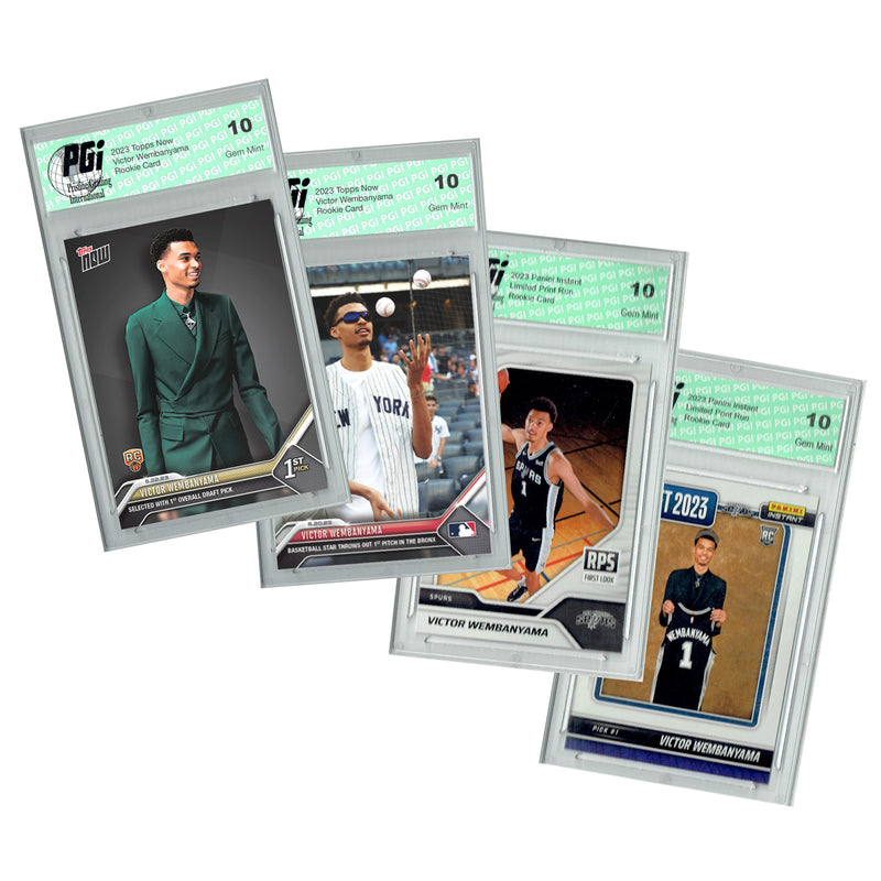 Victor Wembanyama 2023 4-Card Superfan Bundle Panini + Topps Now Rookie Cards San Antonio Spurs PGI 10