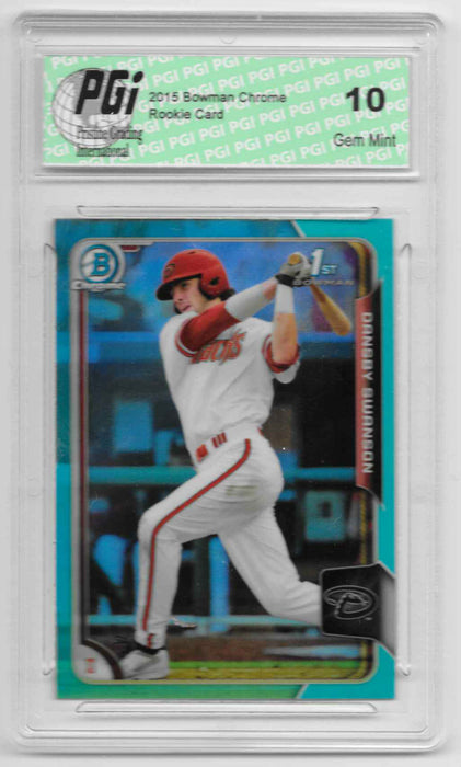 2015 Dansby Swanson Bowman Chrome Sky Blue Refractor Rookie Card #1 PGI 10