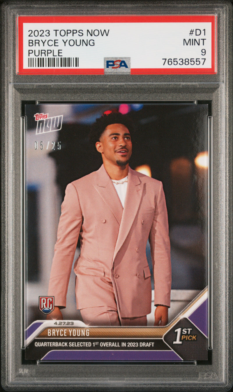 Bryce Young PSA 9 2023 Topps Now #D1 Rookie Card Draft Night Purple SP #5/25