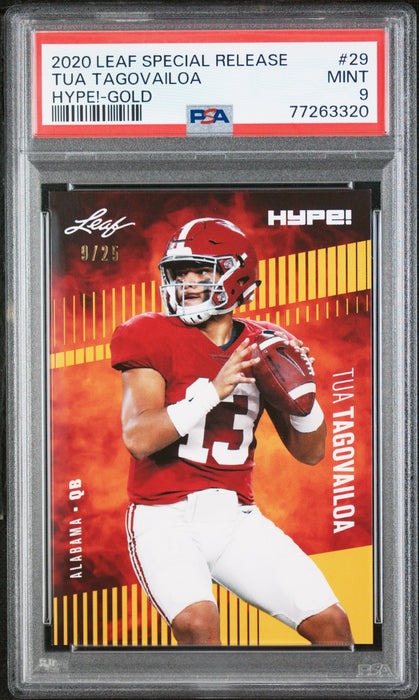 PSA 9 MINT Tua Tagovailoa 2020 Leaf Hype #29 Rookie Card Gold #9/25