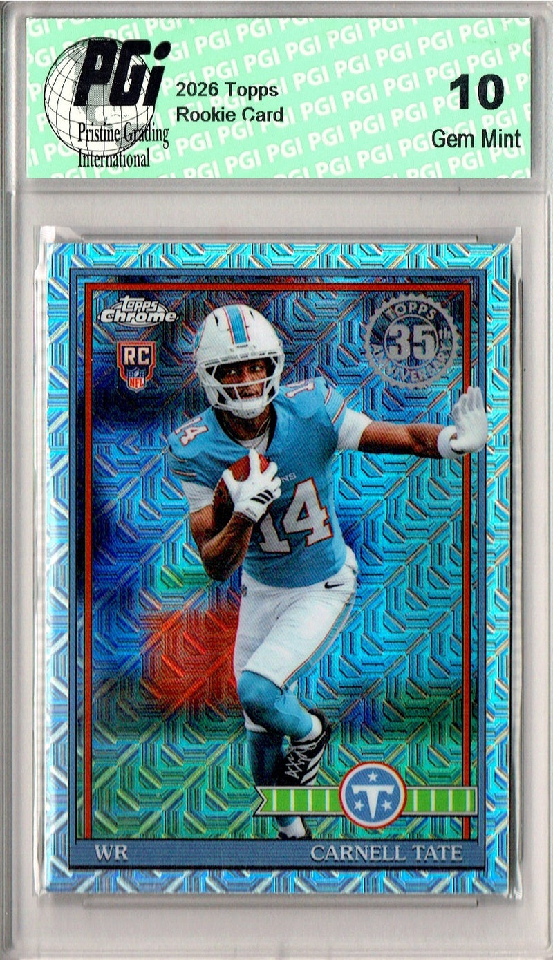 Carnell Tate Rookie Card 2026 Topps Chrome #91TRC-18 Mojo, PGI 10, Tennessee Titans Football