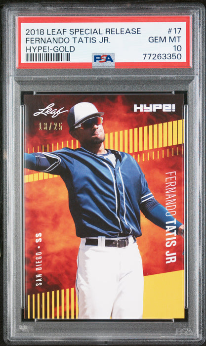 PSA 10 GEM-MT Fernando Tatis Jr. 2018 Leaf Hype #17 Rookie Card Gold #13/25