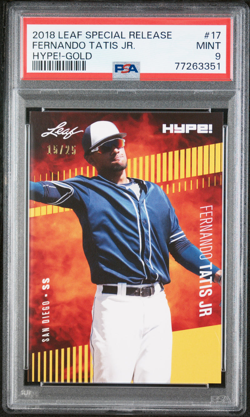 PSA 9 MINT Fernando Tatis Jr. 2018 Leaf Hype #17 Rookie Card Gold #15/25