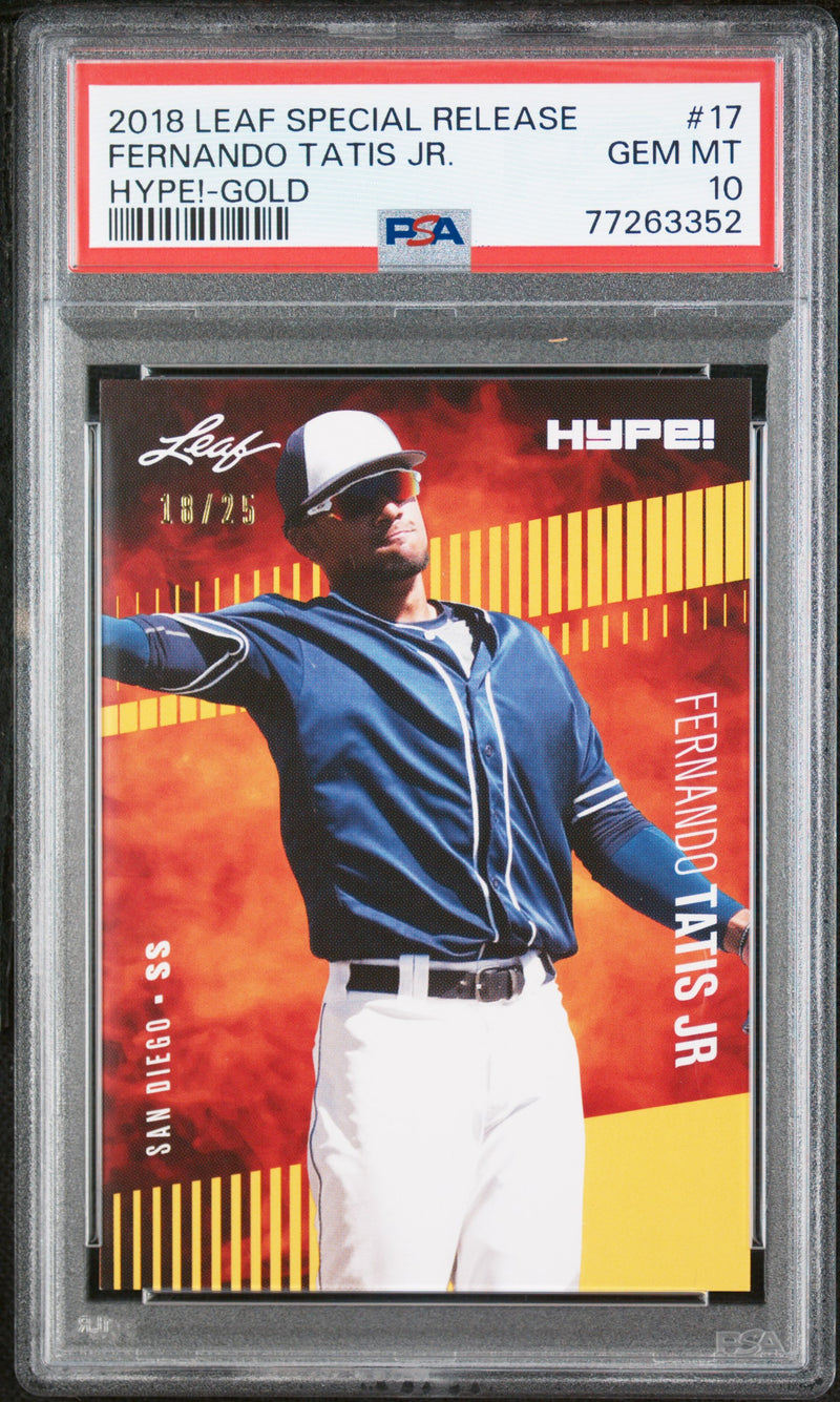 PSA 10 GEM-MT Fernando Tatis Jr. 2018 Leaf Hype #17 Rookie Card Gold #18/25