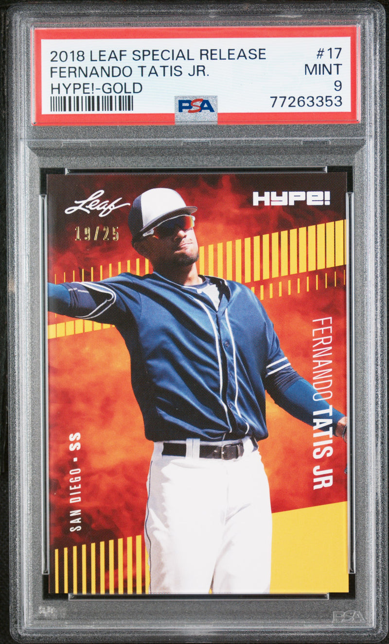 PSA 9 MINT Fernando Tatis Jr. 2018 Leaf Hype #17 Rookie Card Gold #19/25
