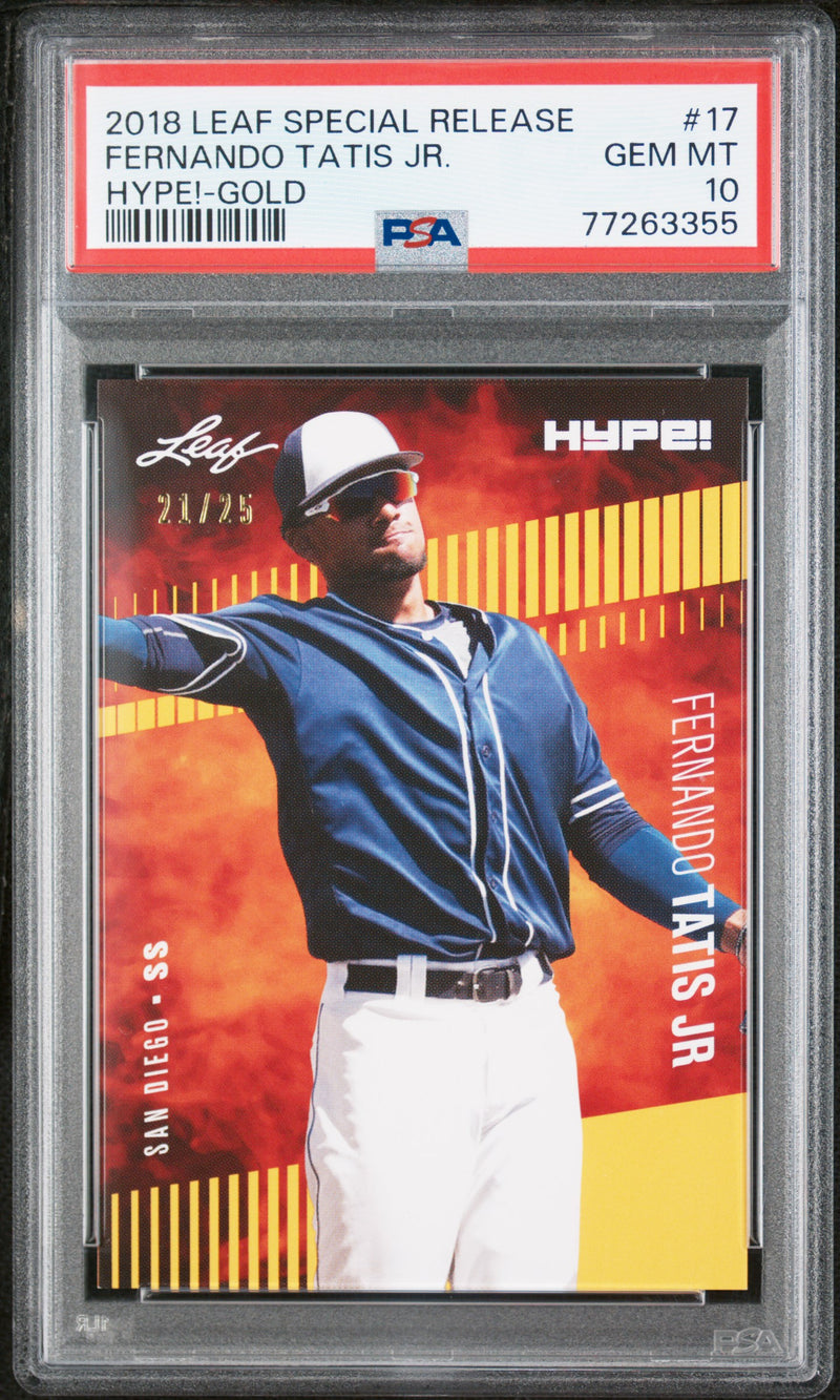 PSA 10 GEM-MT Fernando Tatis Jr. 2018 Leaf Hype #17 Rookie Card Gold #21/25