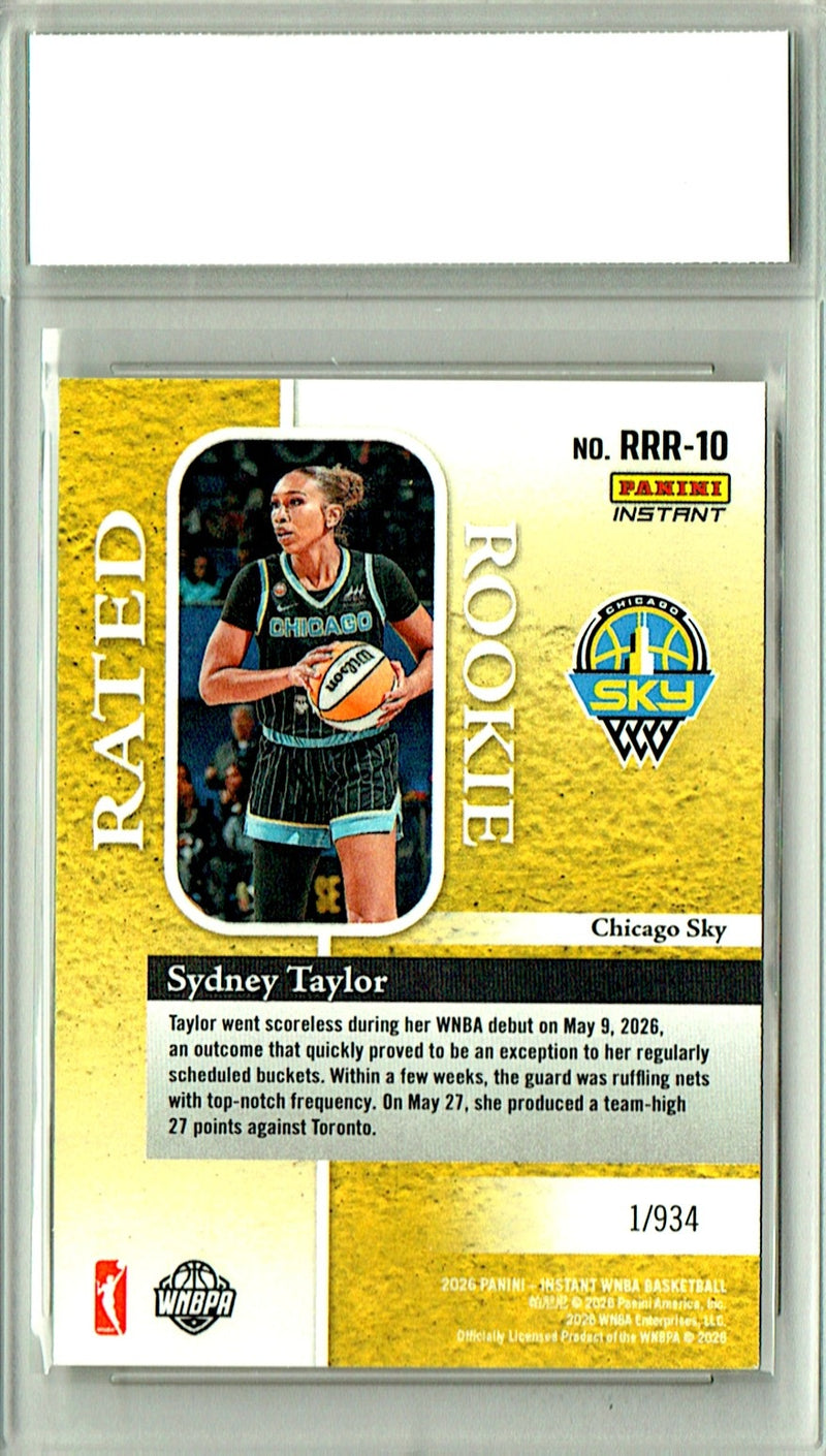 Sydney Taylor Rookie Card 2026 Panini Instant #RRR-10 Rated Rookie, PGI 10, Chicago Sky Basketball