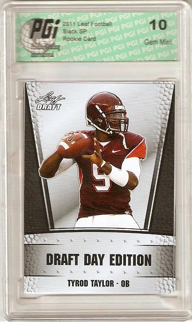 Tyrod Taylor Rookie Card Buffalo PGI 10 Gem Mint Football Trading Card 2011 Leaf Draft Day Black #TTLB