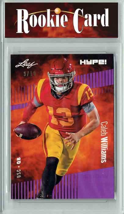 Certified Mint+ Caleb Williams 2023 Leaf HYPE! #107 Purple SP, Just 10 Made Rookie Card