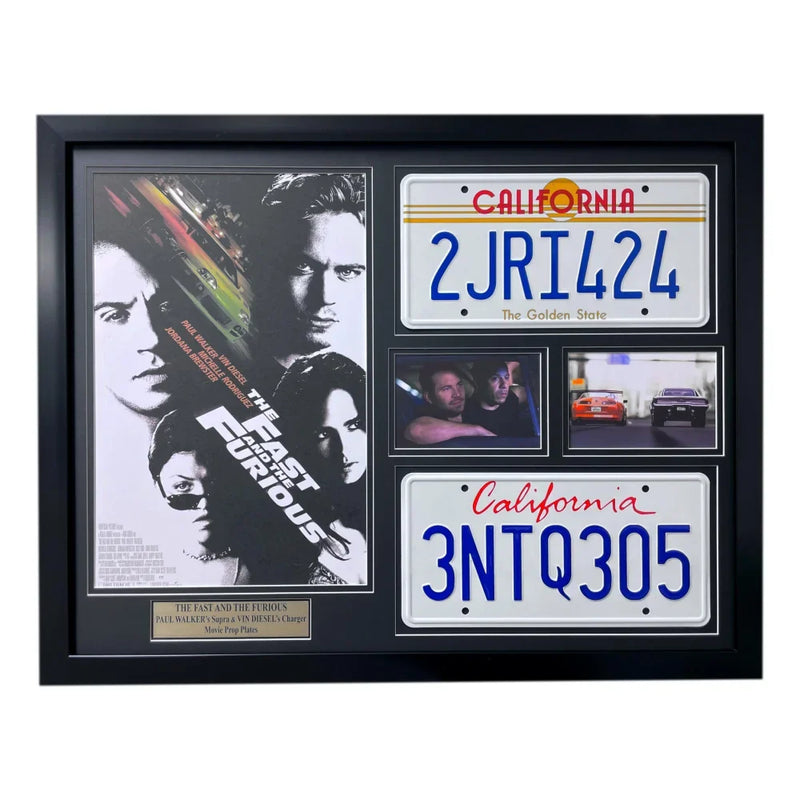 "The Fast & the Furious" Paul Walker & Vin Diesel Double Movie Car License Plate Framed Collage