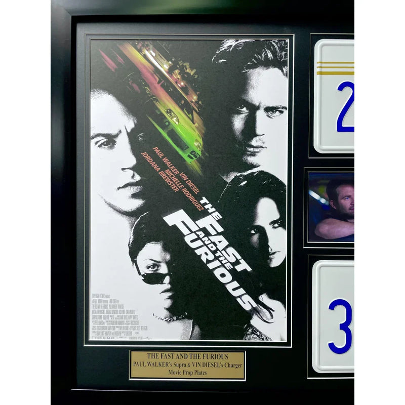 "The Fast & the Furious" Paul Walker & Vin Diesel Double Movie Car License Plate Framed Collage