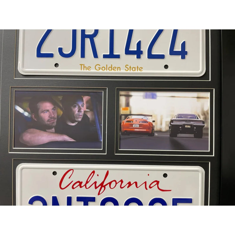 "The Fast & the Furious" Paul Walker & Vin Diesel Double Movie Car License Plate Framed Collage