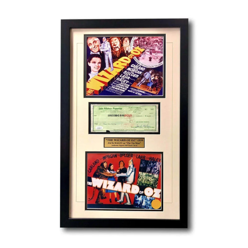 "The Wizard of Oz" Framed Jack Haley Check Collage W/ Autograph COA JSA Garland