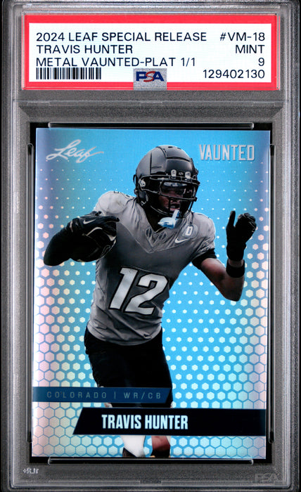 PSA 9 Travis Hunter 2024 Leaf Vaunted Metal #VM-18 Platinum 1/1 Rookie Card