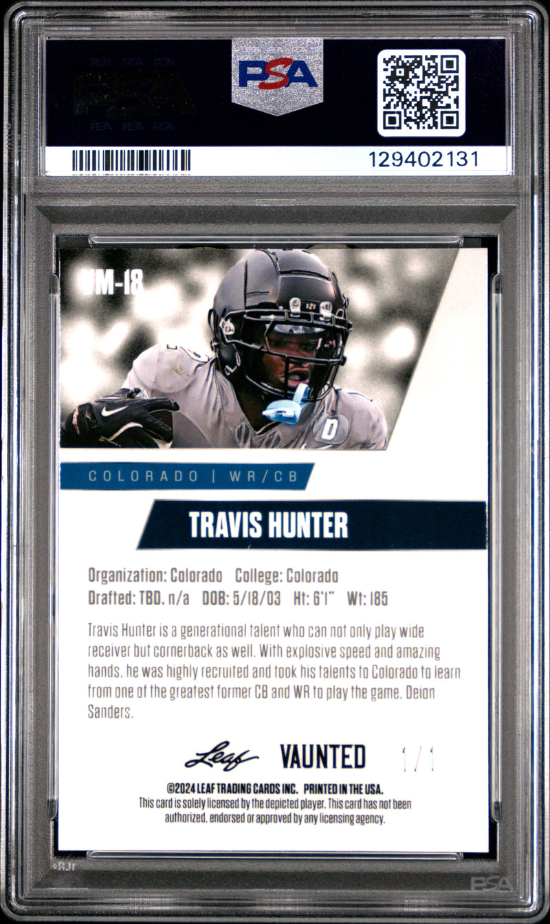 PSA 6 Travis Hunter 2024 Leaf Vaunted Metal #VM-18 Gold 1/1 Rookie Card Jacksonville Jaguars