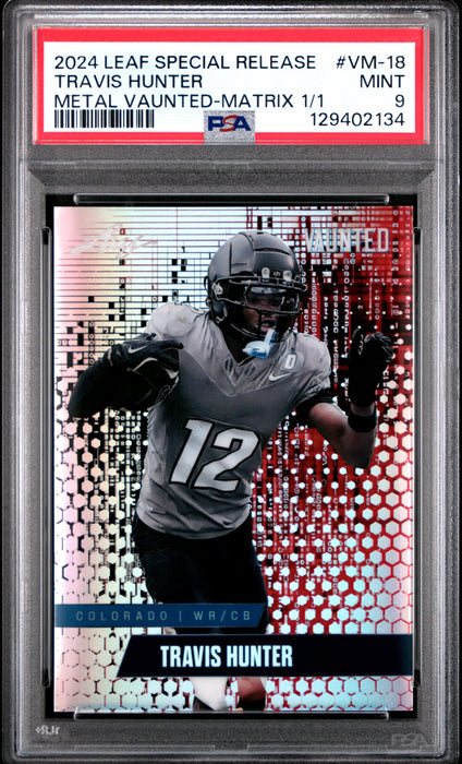 PSA 9 Travis Hunter 2024 Leaf Vaunted Metal #VM-18 Matrix 1/1 Rookie Card
