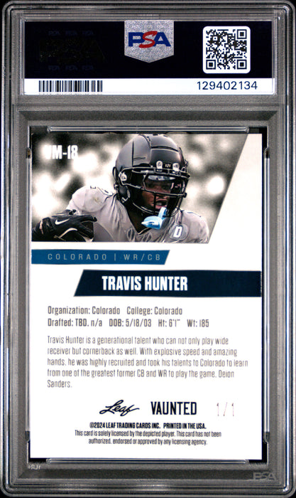 PSA 9 Travis Hunter 2024 Leaf Vaunted Metal #VM-18 Matrix 1/1 Rookie Card