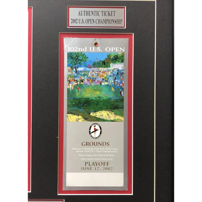Tiger Woods Framed Authentic 2002 U.S. Open Ticket Collage COA Golf us PGA