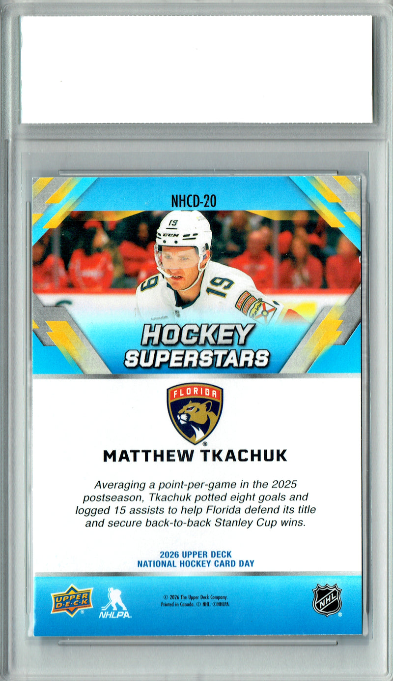 Matthew Tkachuk Trading Card 2026 Upper Deck #NHCD-20 National Hockey Card Day, Certified Mint+ Condition, Florida Panthers Hockey
