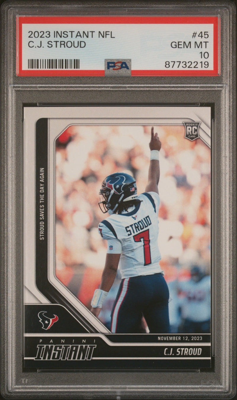PSA 10 C.J. Stroud 2023 Panini Instant #45 Saves the Day Again Rookie Card Houston Texans