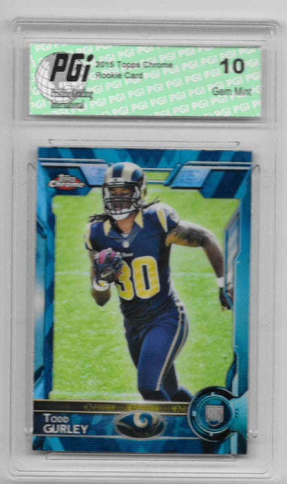 Todd Gurley 2015 Topps Chrome Blue Diamond Refractor Rookie Card PGI 10