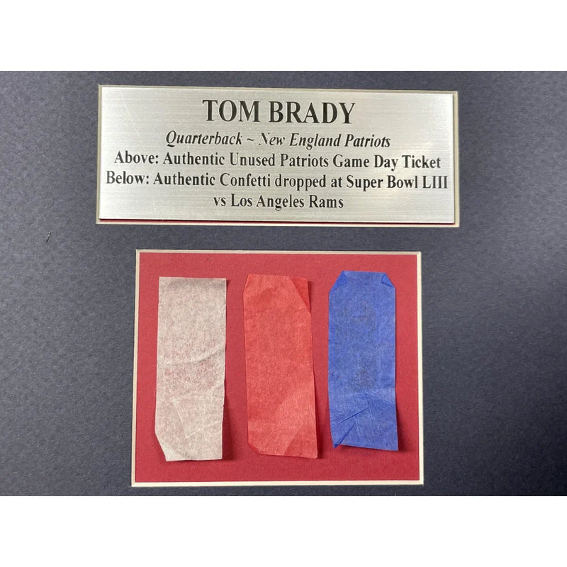 Tom Brady Authentic Game Used Super Bowl 53 Confetti & Ticket Collage New England Patriots