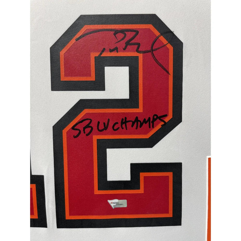Tom Brady Autographed Tampa Bay Buccaneers Framed Jersey Inscribed "Sb LV Champs" Authentic COA