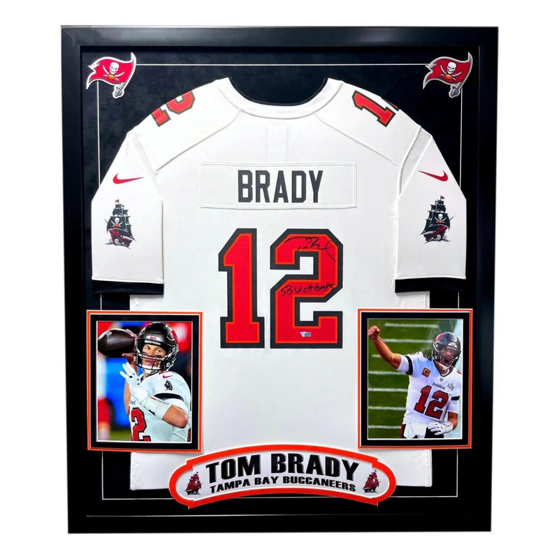 Tom Brady Autographed Tampa Bay Buccaneers Framed Jersey Inscribed "Sb LV Champs" Authentic COA